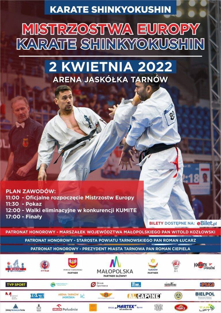 Plakat Mistrzostw Europy Karate Shinkyokushin 2022