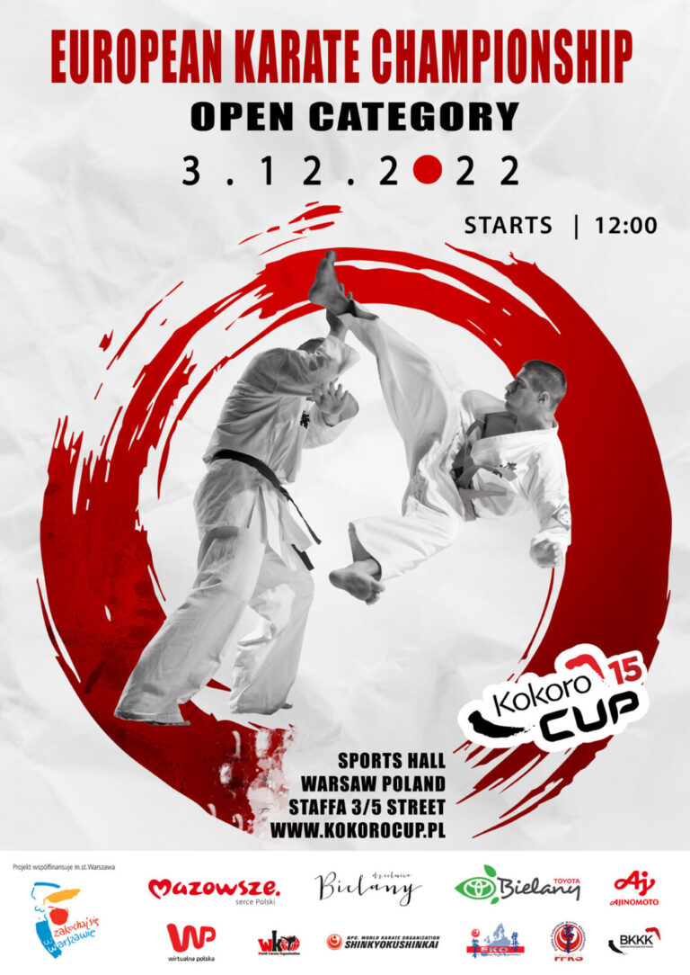 Plakat Mistrzostwa Europy Karate Open Warszawa 2022